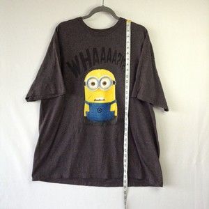 Despicable Me Minion T-Shirt WHAAAA?!?! Men's Gray Short Sleeve Tee XXL